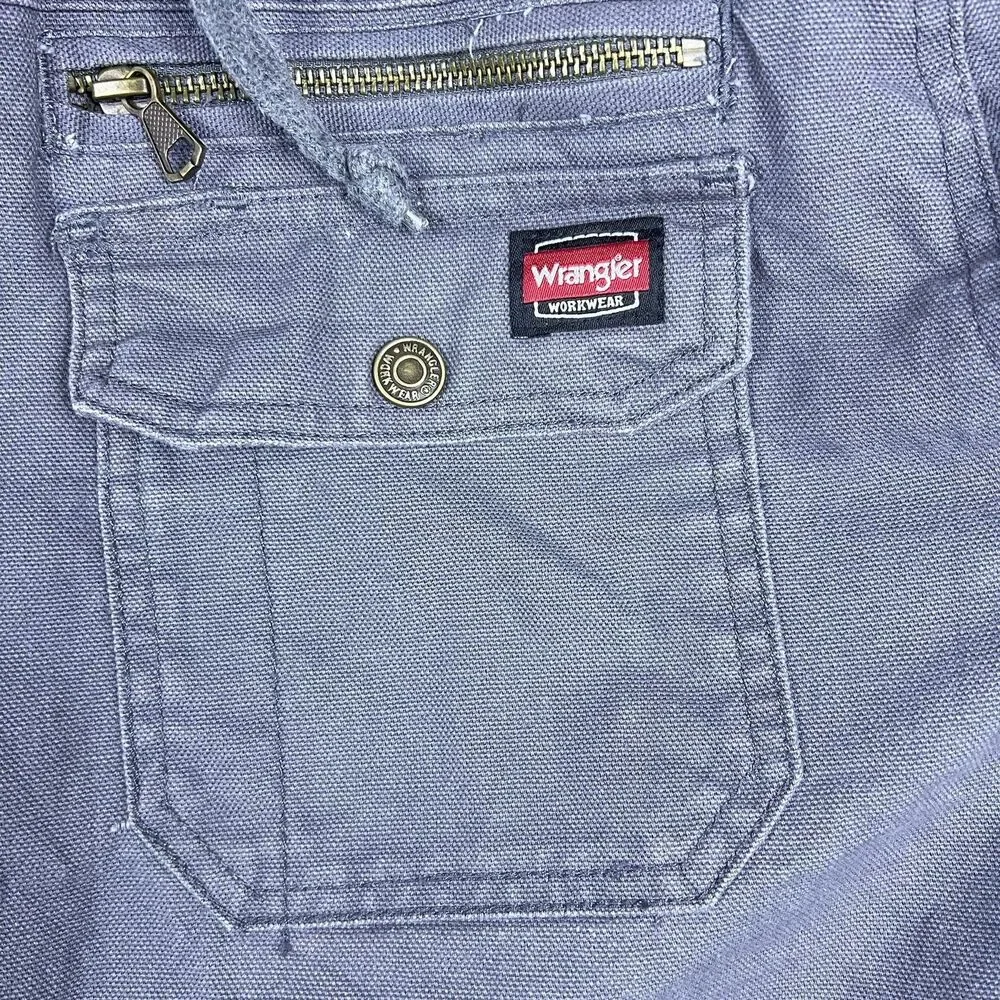 Wrangler Workwear Men's Jacket Hooded Light Grey Chore Coat Canvas Sz L (42-44)